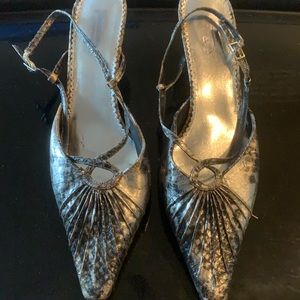 J. Renee Silver Slingbacks, Size 12